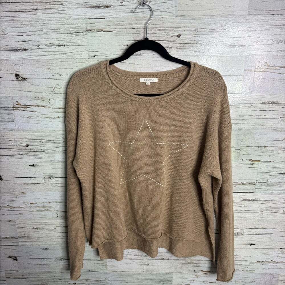 Z SUPPLY Star Modern Weekender Sweater  brown size small oversized